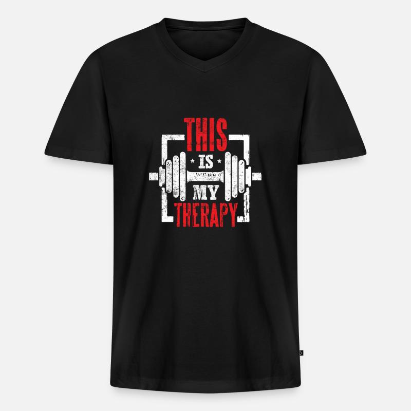 This is my Therapy - Männer Premium Bio T-Shirt mit V-Ausschnitt - Schwarz