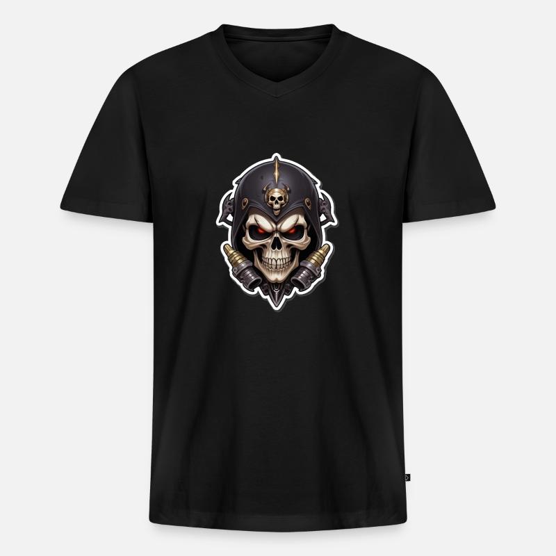 Totenkopf Skull - Männer Premium Bio T-Shirt mit V-Ausschnitt - Schwarz