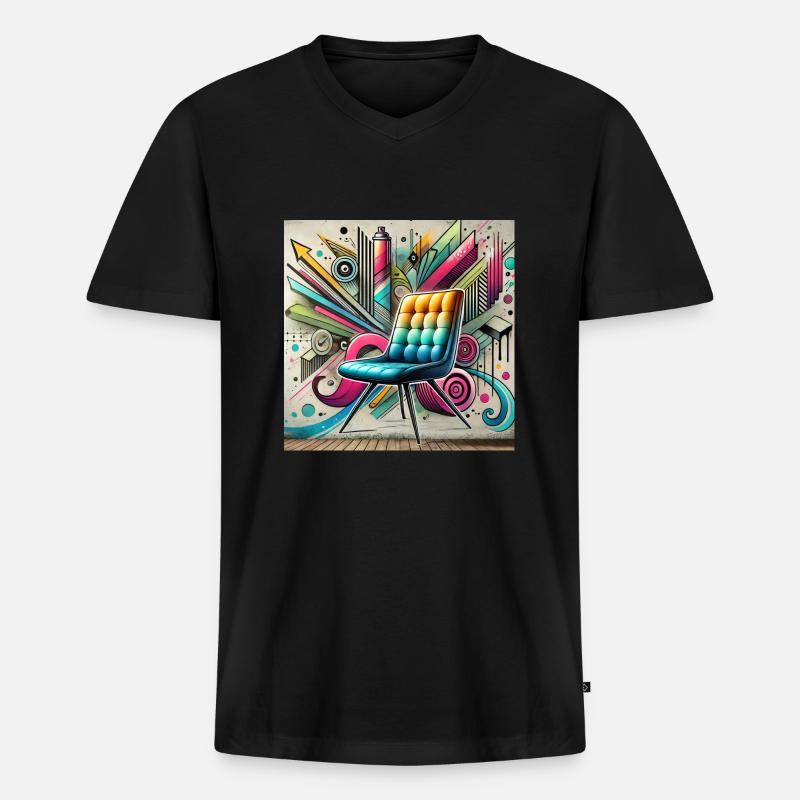 Stuhl Graffiti Möbelverkäufer - Männer Premium Bio T-Shirt mit V-Ausschnitt - Schwarz