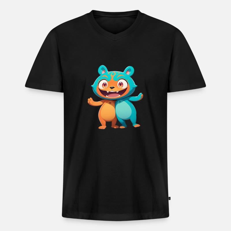 Waldmonster 0790895 - Männer Premium Bio T-Shirt mit V-Ausschnitt - Schwarz