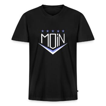 Ideal als Geschenk zum Geburtstag, Weihnachten - Männer Premium Bio T-Shirt mit V-Ausschnitt - Schwarz - Vorne - Nico (187cm)