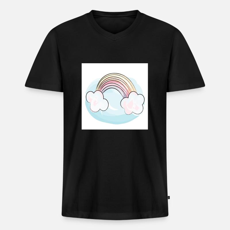 Regenbogen - Männer Premium Bio T-Shirt mit V-Ausschnitt - Schwarz