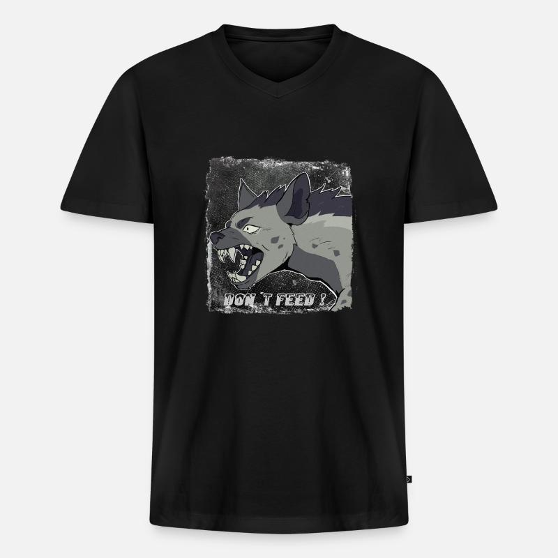 Hyäne - Männer Premium Bio T-Shirt mit V-Ausschnitt - Schwarz