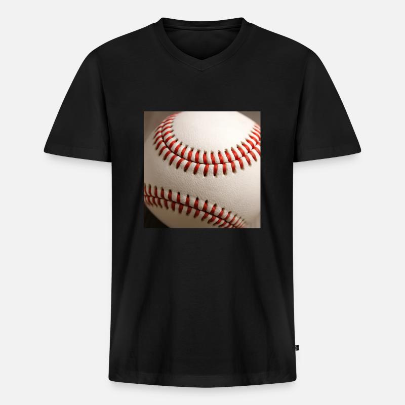 Base-ball - T-shirt encolure en V Premium bio Homme - noir