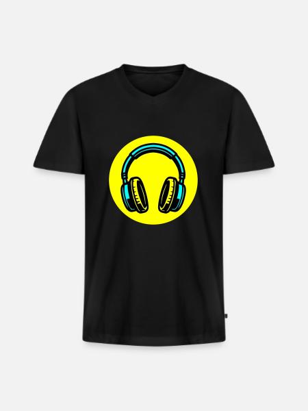 Headphone icon music - Men's Premium Organic T-shirt with V-neck - black