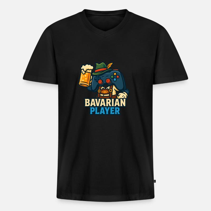 bavarian player - Männer Premium Bio T-Shirt mit V-Ausschnitt - Schwarz