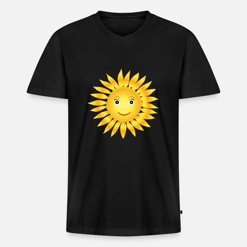 Sonne - Männer Premium Bio T-Shirt mit V-Ausschnitt - Schwarz