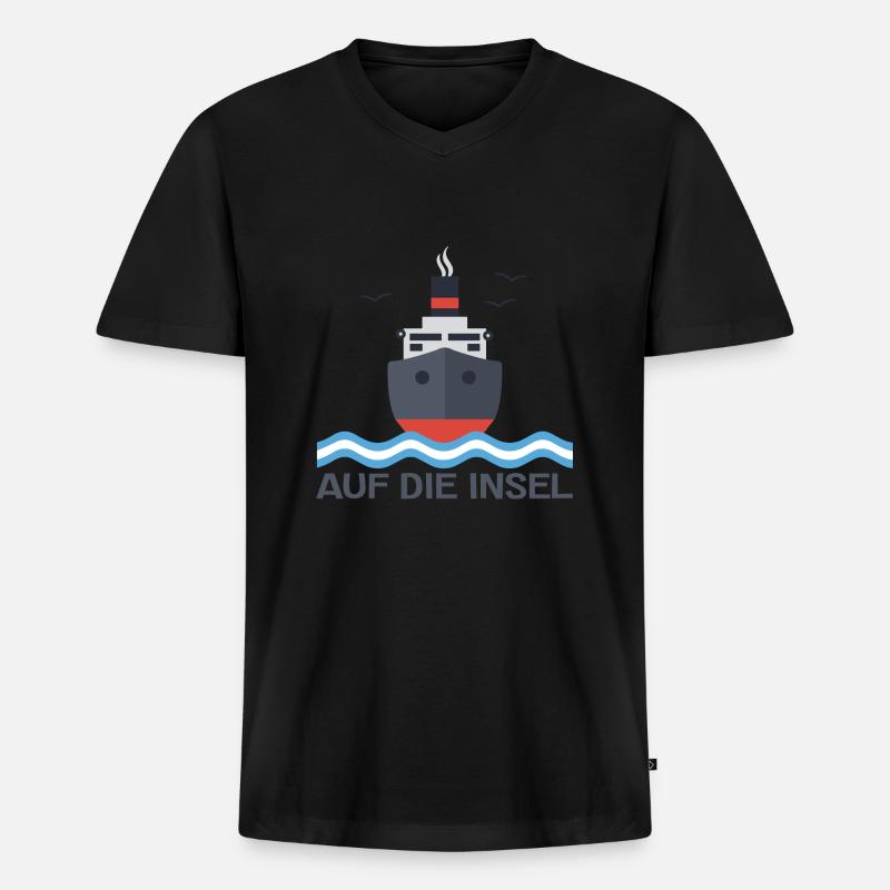 Auf die Insel - Männer Premium Bio T-Shirt mit V-Ausschnitt - Schwarz