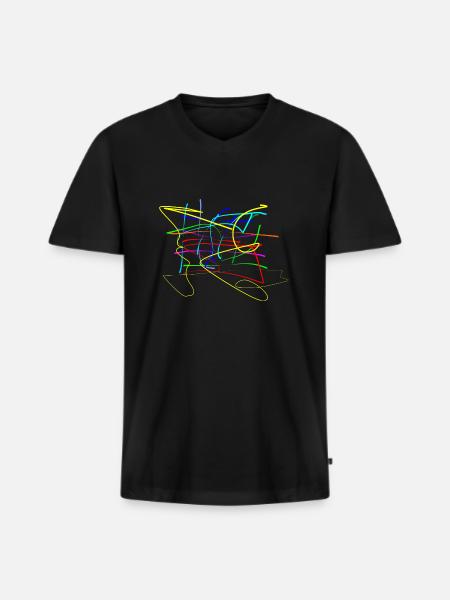 Buntes zum Quadrat - Männer Premium Bio T-Shirt mit V-Ausschnitt - Schwarz
