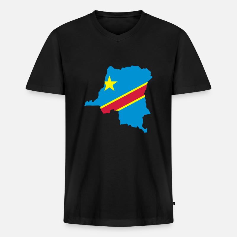 Kongo Map - Männer Premium Bio T-Shirt mit V-Ausschnitt - Schwarz