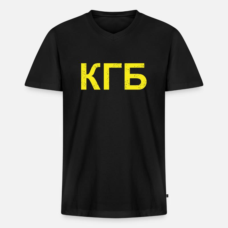KGB - Männer Premium Bio T-Shirt mit V-Ausschnitt - Schwarz