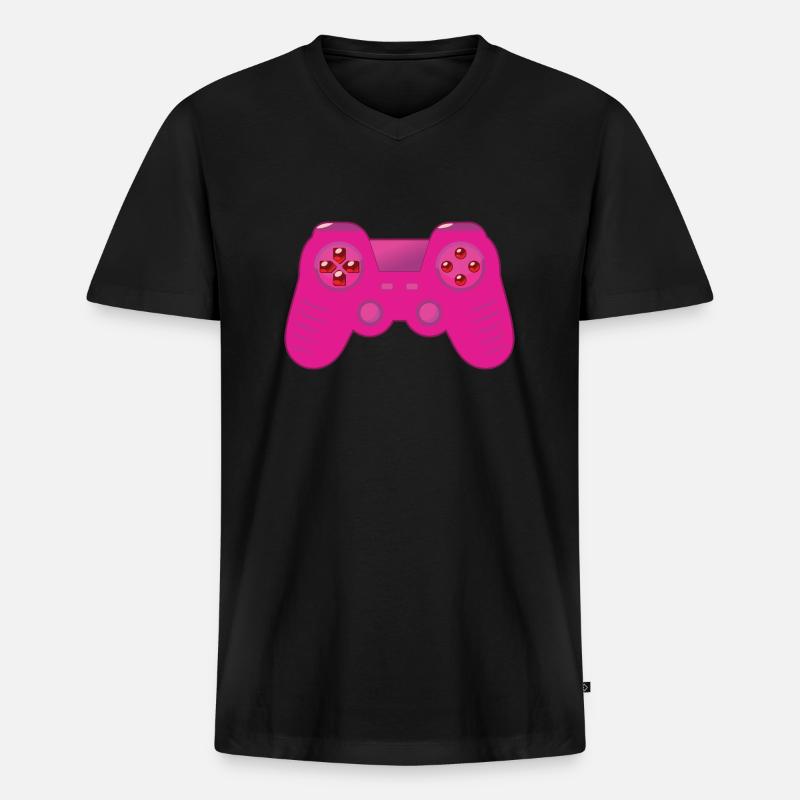 Controller - Männer Premium Bio T-Shirt mit V-Ausschnitt - Schwarz