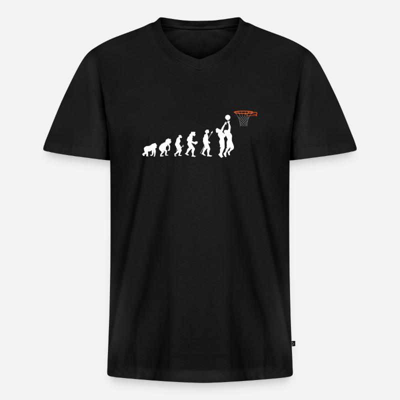 Basketball Evolution - Männer Premium Bio T-Shirt mit V-Ausschnitt - Schwarz