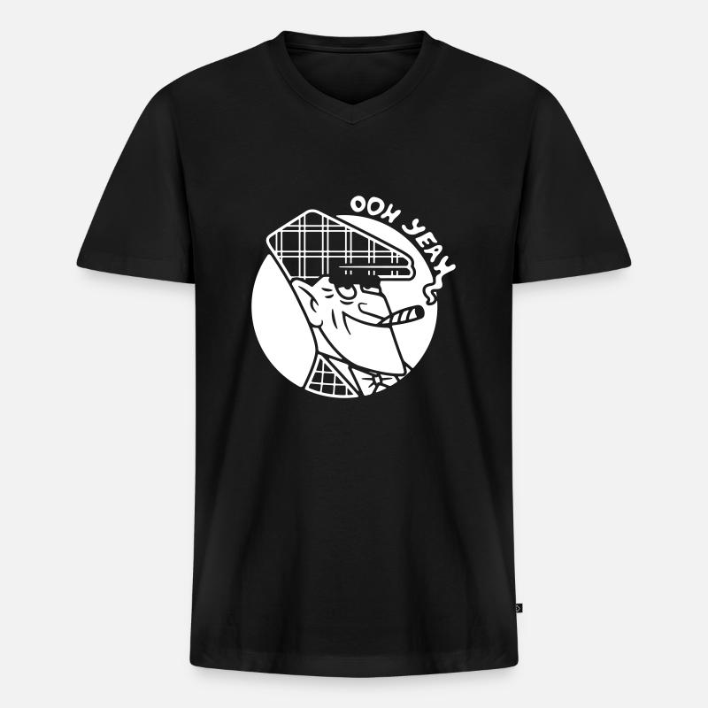 Nick Knatterton mit Joint - Männer Premium Bio T-Shirt mit V-Ausschnitt - Schwarz
