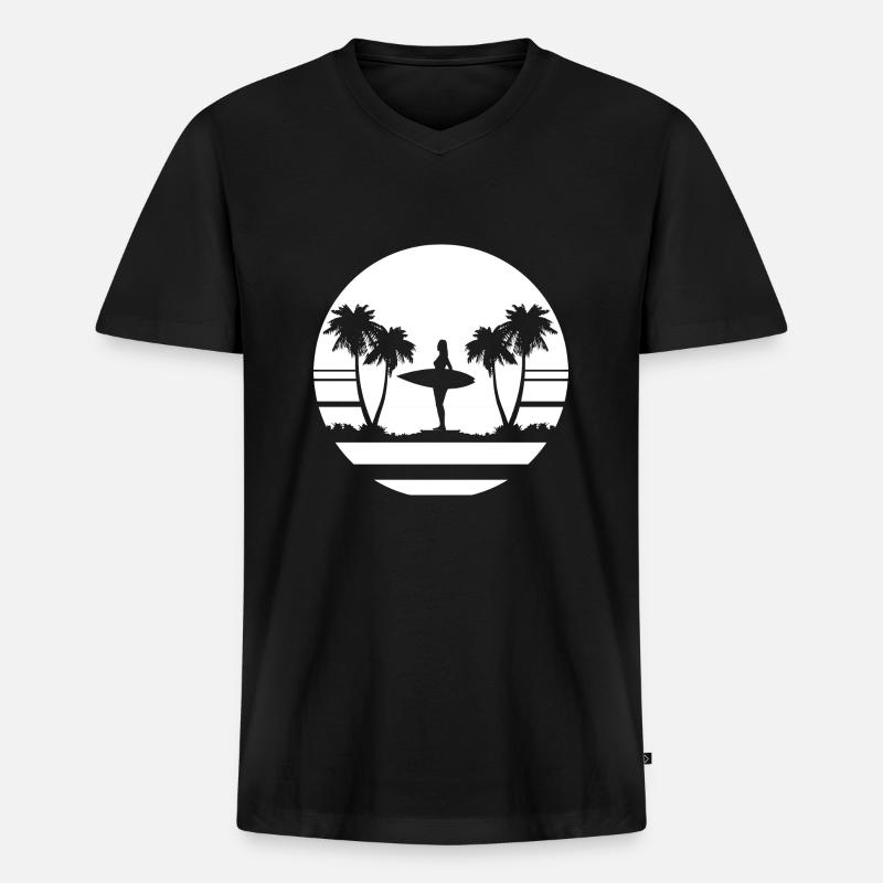 Surfing Surfboard Surfer Geschenksidee - Männer Premium Bio T-Shirt mit V-Ausschnitt - Schwarz