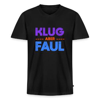 Klug, Aber Faul - Männer Premium Bio T-Shirt mit V-Ausschnitt - Schwarz - Vorne - Nico (187cm)