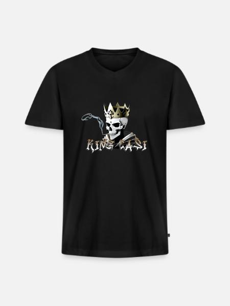 KingCasi - Männer Premium Bio T-Shirt mit V-Ausschnitt - Schwarz