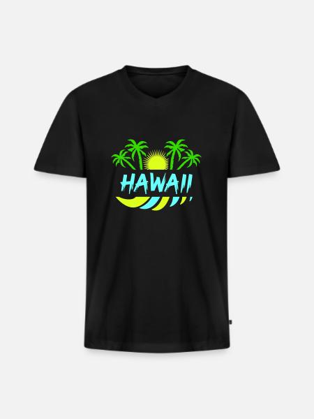 hawaii - Männer Premium Bio T-Shirt mit V-Ausschnitt - Schwarz