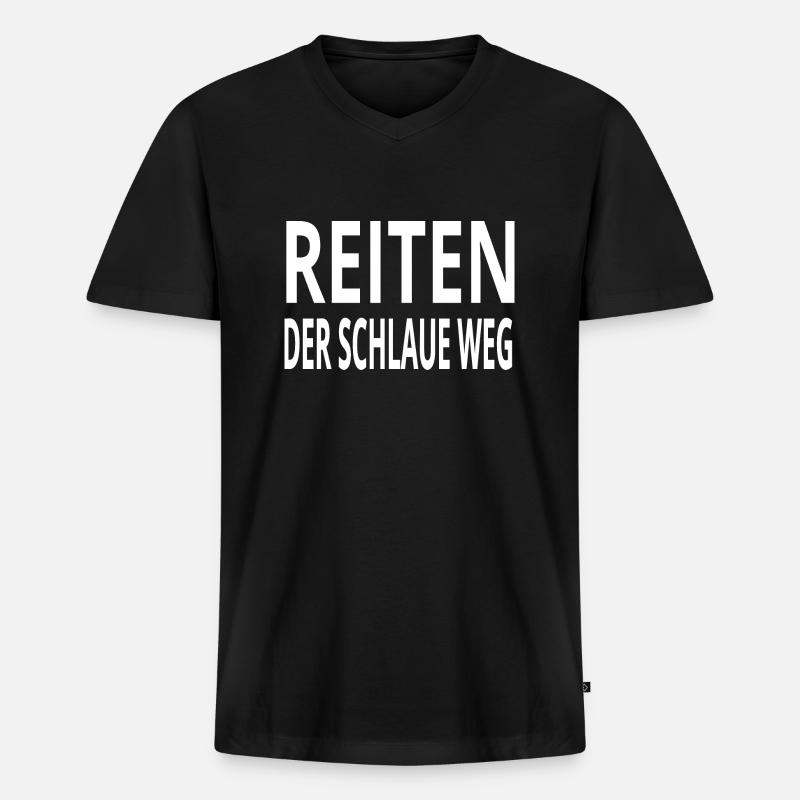 Reiten - Männer Premium Bio T-Shirt mit V-Ausschnitt - Schwarz