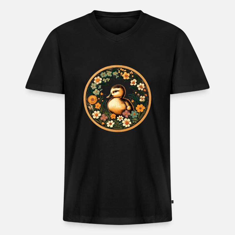 Entchen - Männer Premium Bio T-Shirt mit V-Ausschnitt - Schwarz