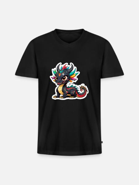 Adorable Chinese Dragon - Men's Premium Organic T-shirt with V-neck - black