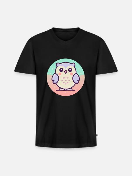 Eule - Männer Premium Bio T-Shirt mit V-Ausschnitt - Schwarz