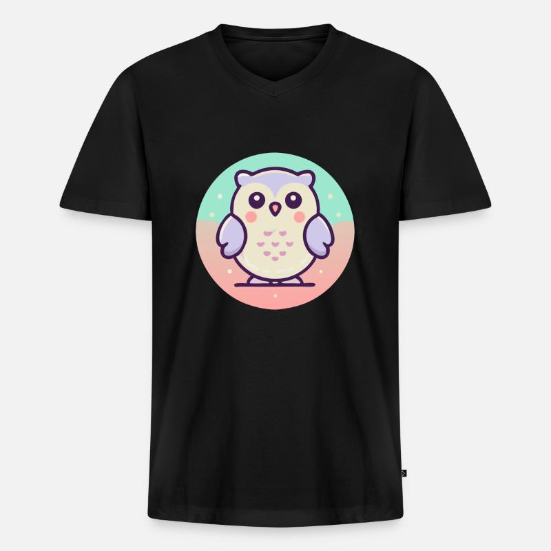 Eule - Männer Premium Bio T-Shirt mit V-Ausschnitt - Schwarz