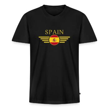 I Love Spain, Elegance Style Design T-Shirt - Men's Premium Organic T-shirt with V-neck - black - Front - Nico (187cm)