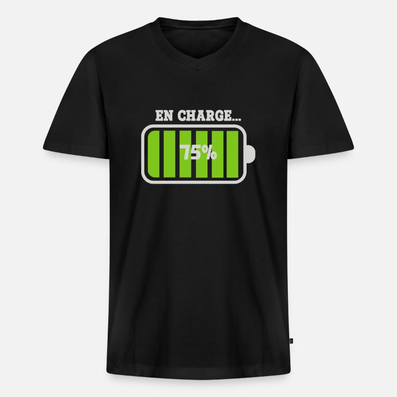 Akku bei 75 % Ladung - Männer Premium Bio T-Shirt mit V-Ausschnitt - Schwarz