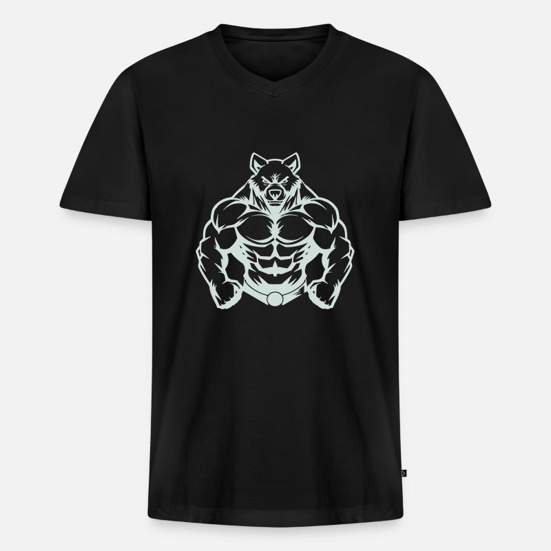 bär comic - Männer Premium Bio T-Shirt mit V-Ausschnitt - Schwarz