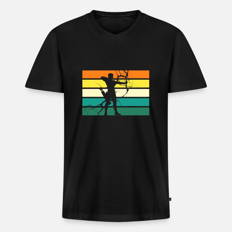 Bogenschütze Bogenschießen - Männer Premium Bio T-Shirt mit V-Ausschnitt - Schwarz