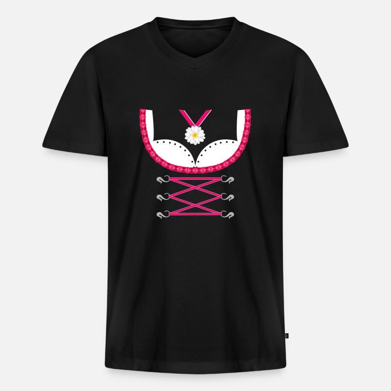 Dirndl Pink - Männer Premium Bio T-Shirt mit V-Ausschnitt - Schwarz