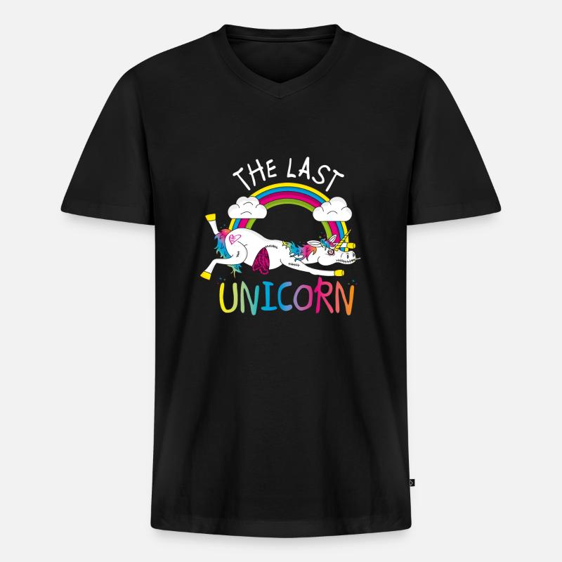 Das letzte Einhorn - Männer Premium Bio T-Shirt mit V-Ausschnitt - Schwarz