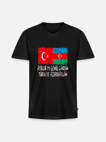 Türkiye Azerbaycan - Men's Premium Organic T-shirt with V-neck - black