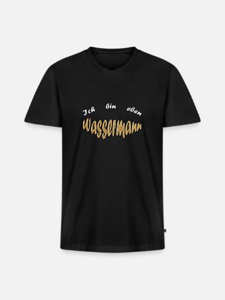 Zodiac sign Aquarius - Men's Premium Organic T-shirt with V-neck - black