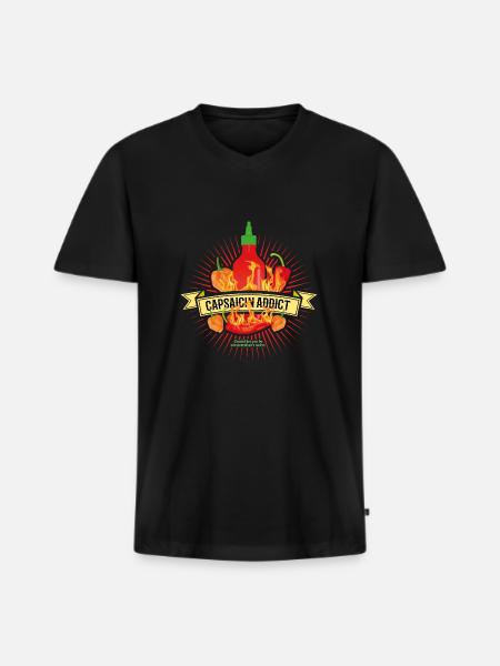 Capsaicin Addict - Männer Premium Bio T-Shirt mit V-Ausschnitt - Schwarz