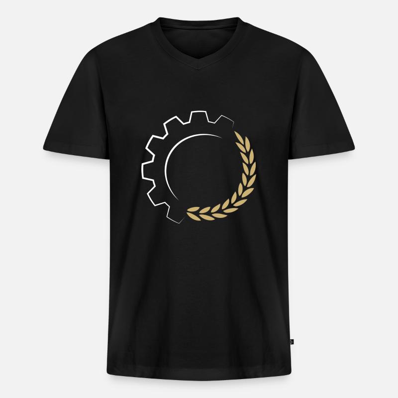 Lohnunternehmen Logo - Männer Premium Bio T-Shirt mit V-Ausschnitt - Schwarz