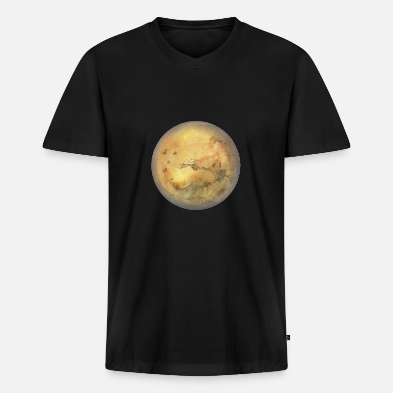 Planet Mars - Männer Premium Bio T-Shirt mit V-Ausschnitt - Schwarz