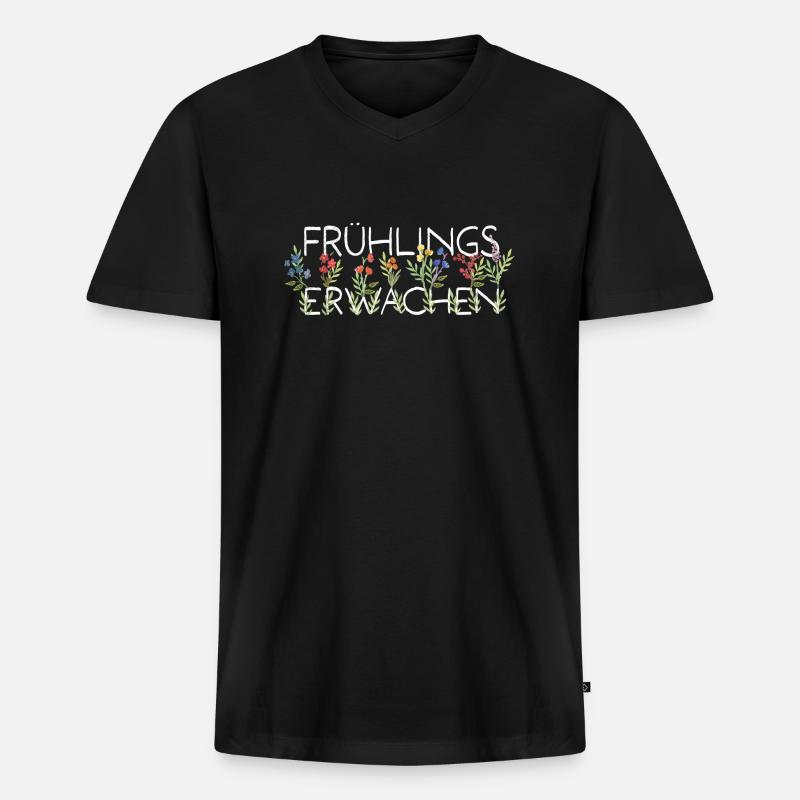 Frühlingserwachen - Männer Premium Bio T-Shirt mit V-Ausschnitt - Schwarz