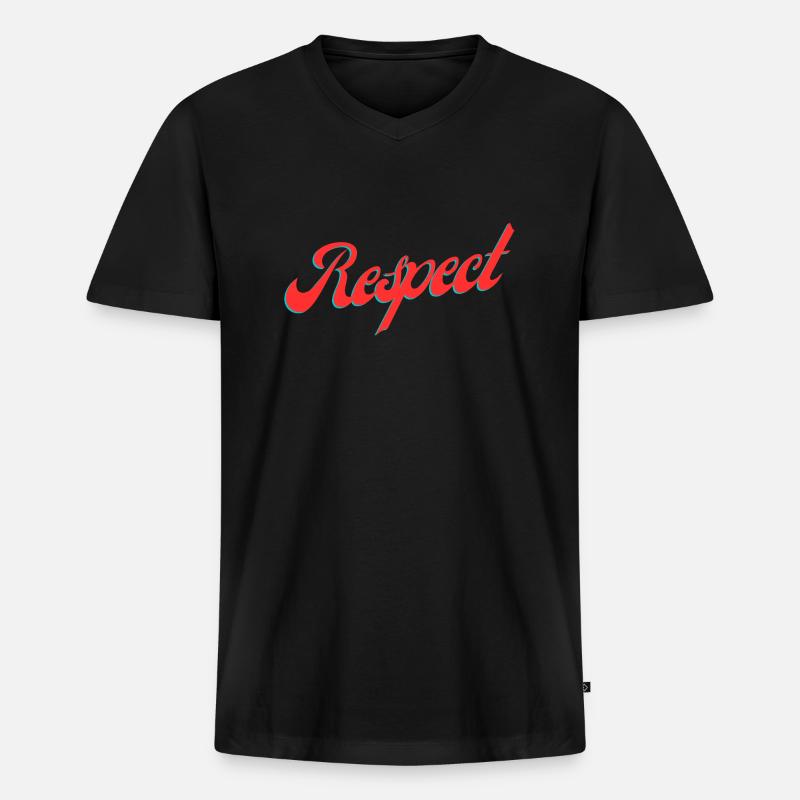 Respect - Männer Premium Bio T-Shirt mit V-Ausschnitt - Schwarz