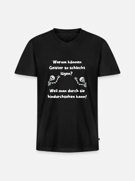 "Flachwitz Parade Ghosts" - Men's Premium Organic T-shirt with V-neck - black