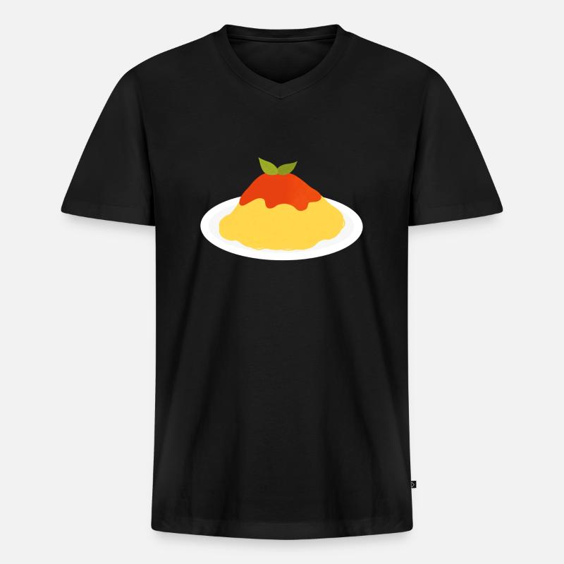 Spaghetti mit Tomatensauce - Männer Premium Bio T-Shirt mit V-Ausschnitt - Schwarz