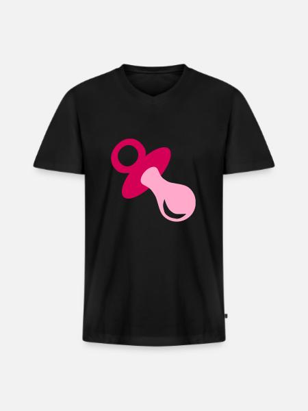 Baby - Männer Premium Bio T-Shirt mit V-Ausschnitt - Schwarz