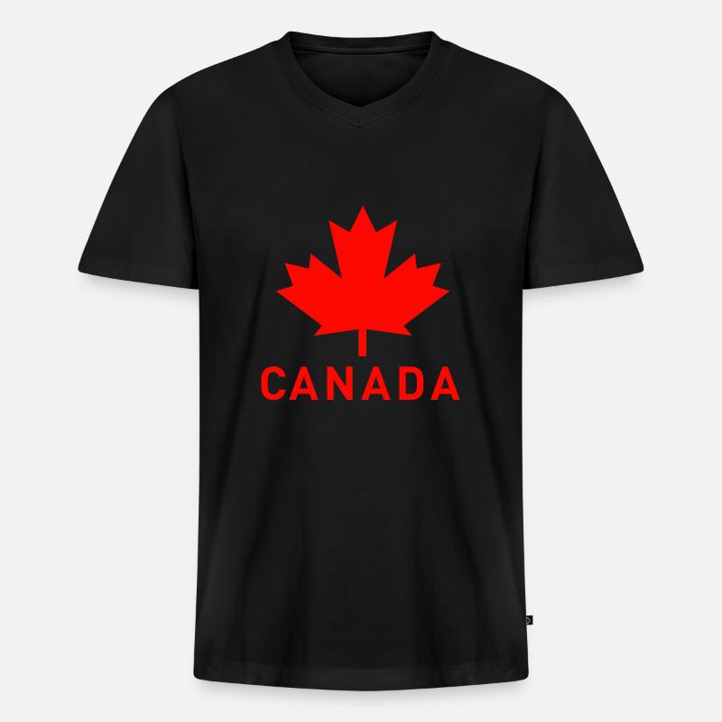 Canada Leaf einfarbig - Männer Premium Bio T-Shirt mit V-Ausschnitt - Schwarz