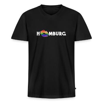 hamburg4 2 - Männer Premium Bio T-Shirt mit V-Ausschnitt - Schwarz - Vorne - Nico (187cm)