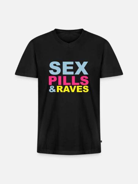 Sex Pills Raves - Men's Premium Organic T-shirt with V-neck - black
