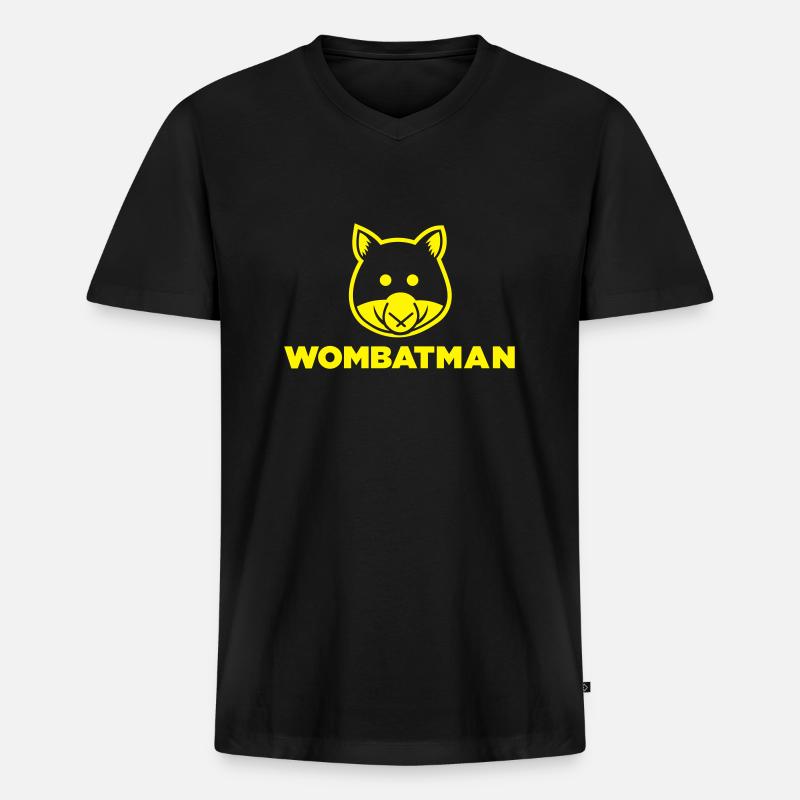 Wombatman - Männer Premium Bio T-Shirt mit V-Ausschnitt - Schwarz