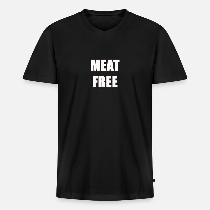 Fleischfrei - Männer Premium Bio T-Shirt mit V-Ausschnitt - Schwarz