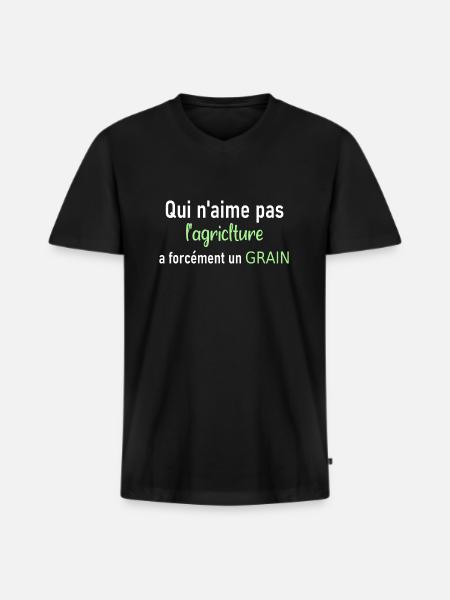 Citation agriculture - T-shirt encolure en V Premium bio Homme - noir