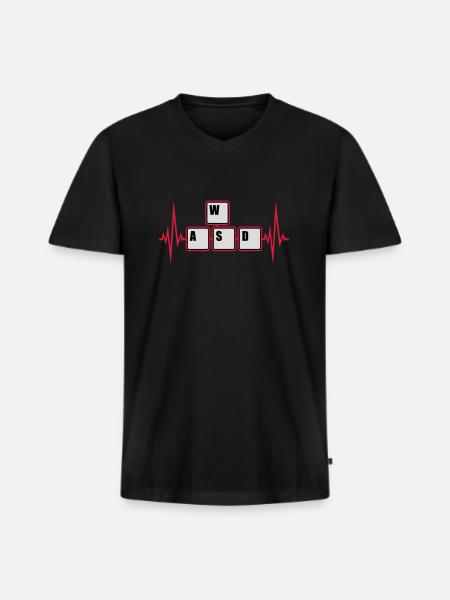 WASD Keyboard Keys Gamer - Men's Premium Organic T-shirt with V-neck - black